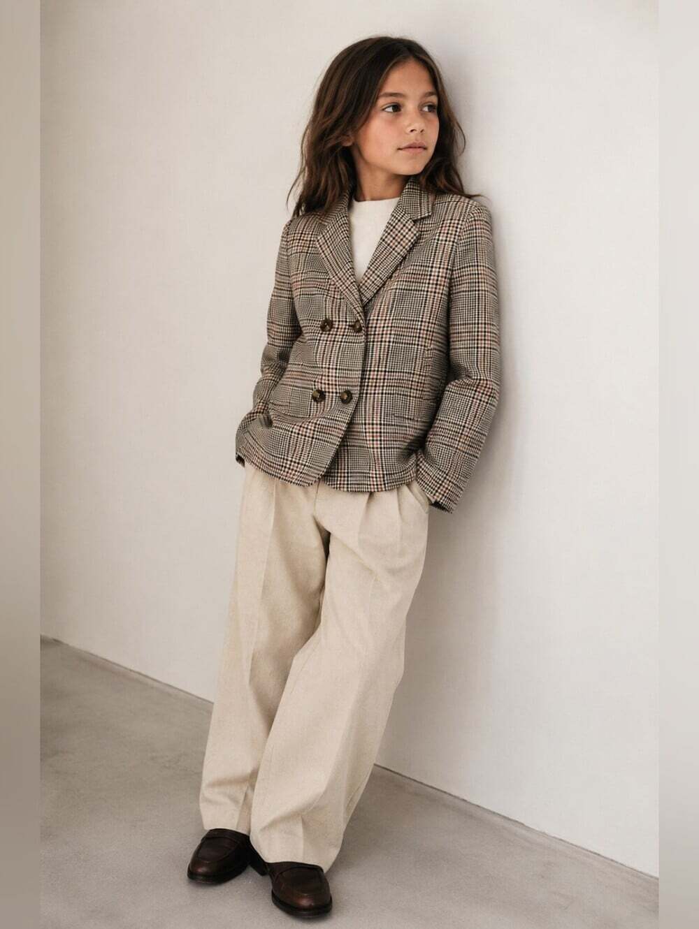 Rylee + Cru Girls Plaid Double Breasted Blazer 10-12Y Academia Preppy Jacket